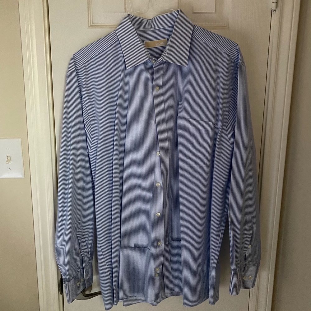 Blue Striped Men’s Dress Shirt Michael Kors